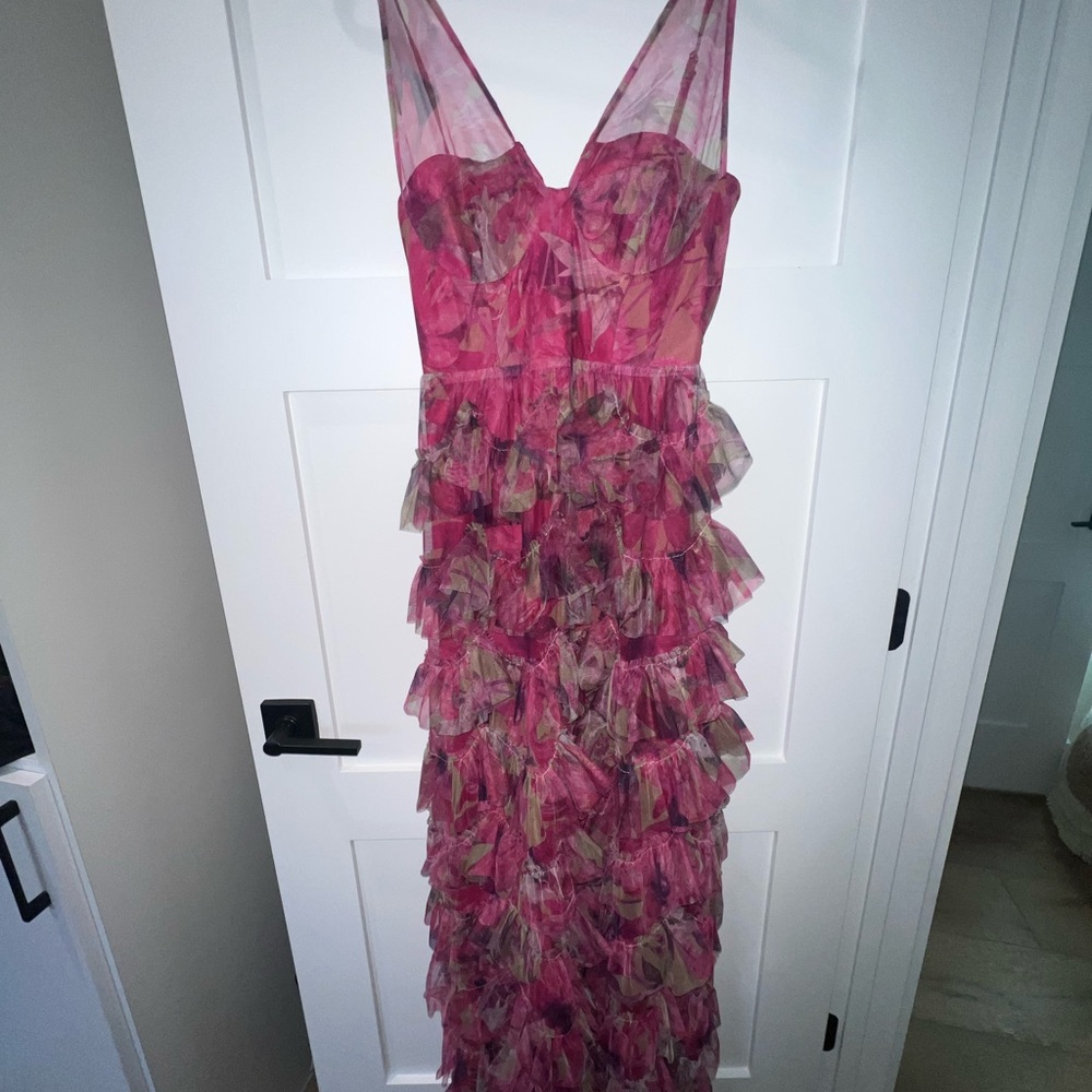 Pink Floral Ruffle Dress – US Size 6